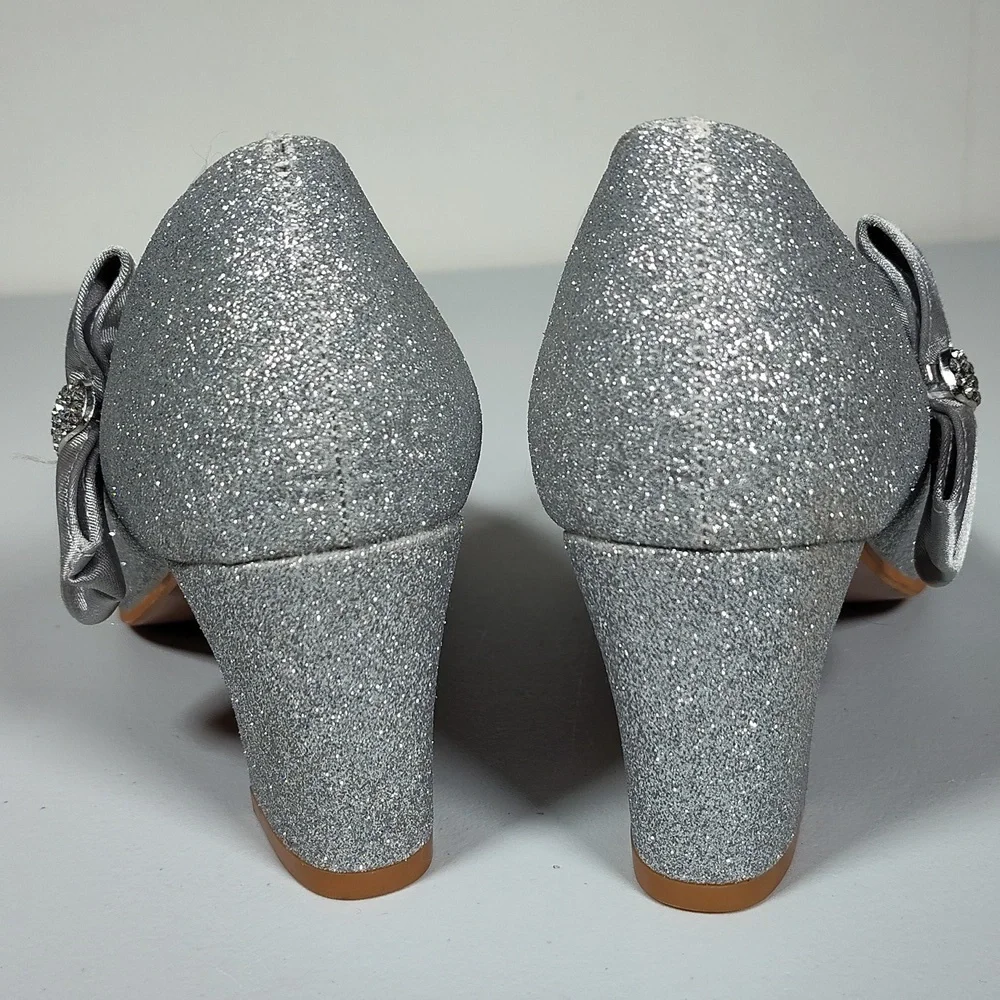 Badgley Mischka Girls‎ Glitter Block Heel Dress Shoes 2